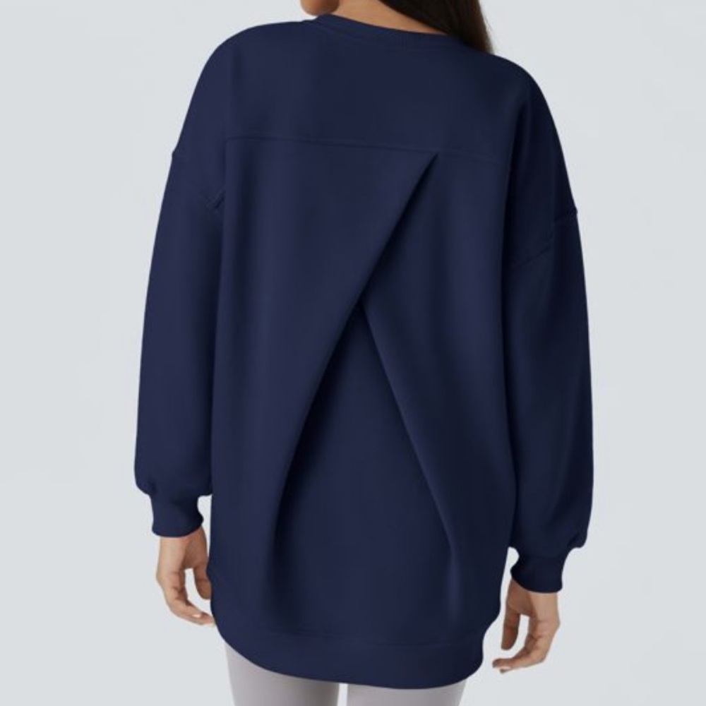 NWT Round Neck Long Sleeve Side Pocket Oversized
Fleece Casual Sweatshirt MEDIUM